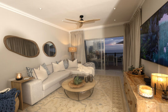 Lounge area open to patio