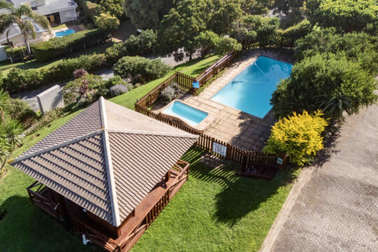 Communal swimming pool and entertainment area
